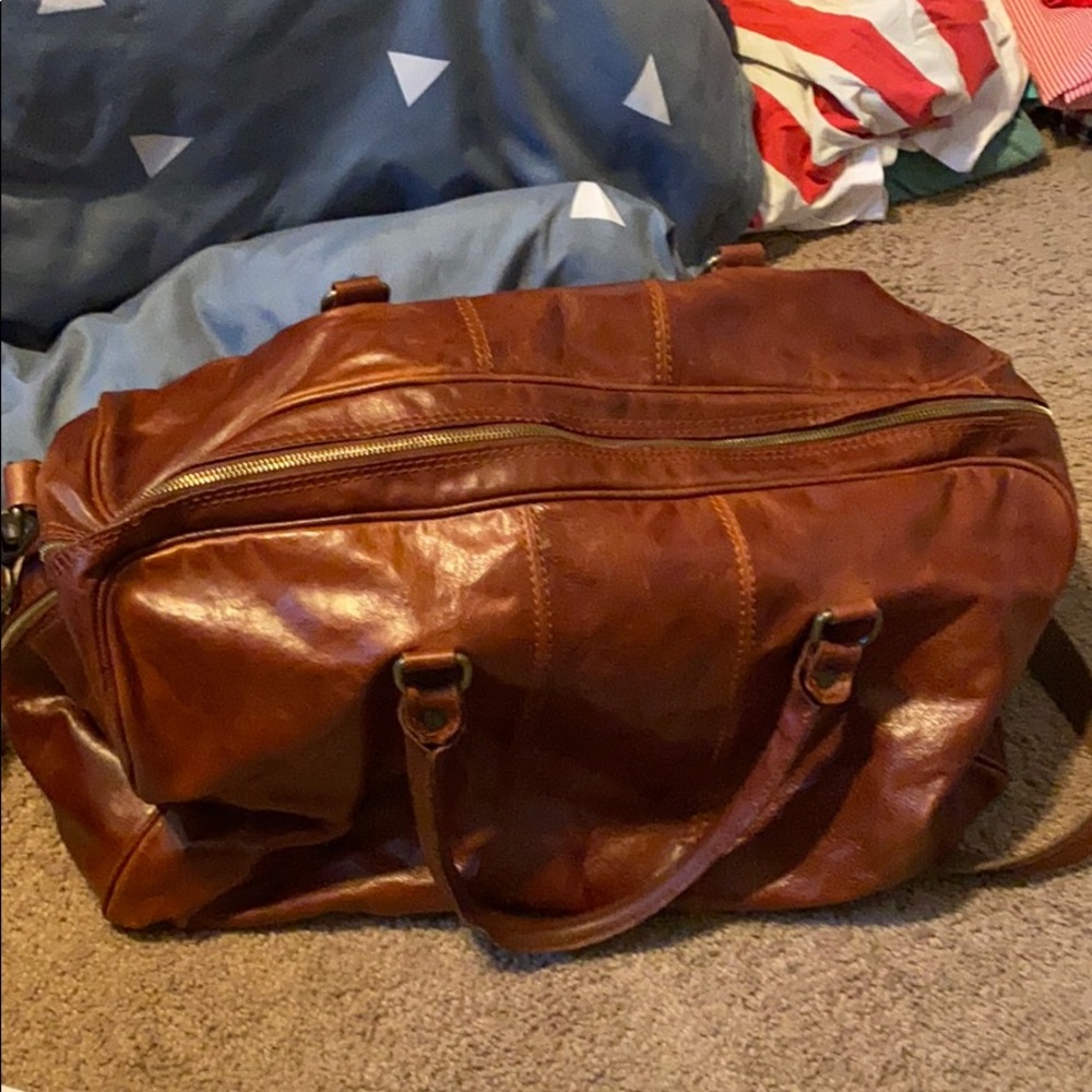 Brown Leather Italian Duffle Bag
